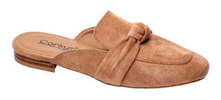 Corkys "Clingy" Faux Suede Camel Mule Shoes