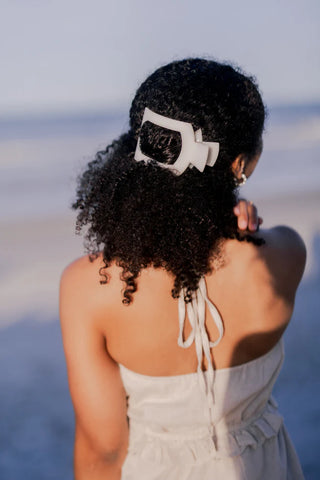 TELETIES Coconut White Large Flat Square Hair Clip - Large