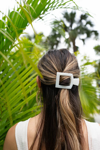 TELETIES Coconut White Medium Flat Square Hair Clip - Medium