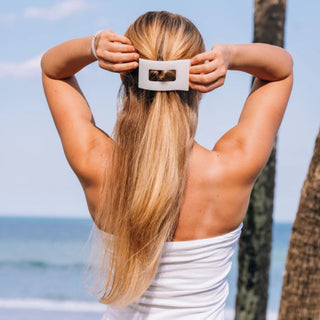 Coconut White Large Flat Rectangle Hair Clip - Large