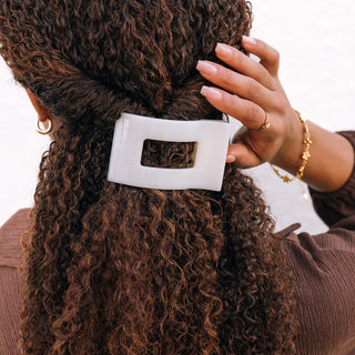 Coconut White Medium Flat Rectangle Hair Clip - Medium
