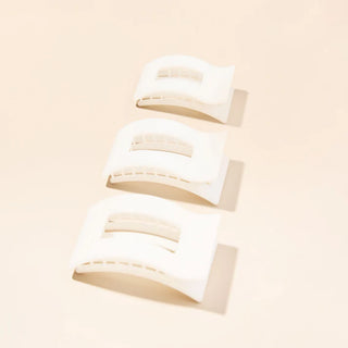 Coconut White Large Flat Rectangle Hair Clip - Large