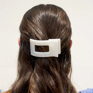 Coconut White Small Flat Rectangle Hair Clip - Small