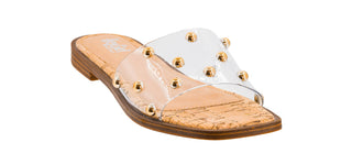Corkys Come Aboard Flat Slide Sandal - Clear w/ Studs