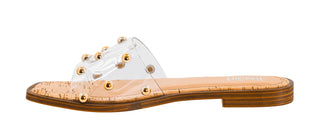 Corkys Come Aboard Flat Slide Sandal - Clear w/ Studs