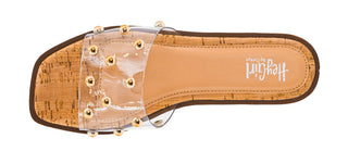 Corkys Come Aboard Flat Slide Sandal - Clear w/ Studs