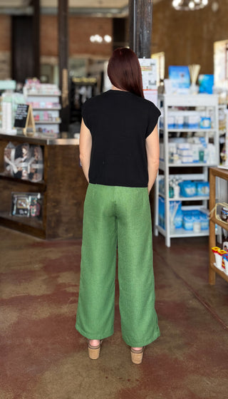 Tweed Wide Leg Pant w/ Pintuck Detail - 2 Colors!