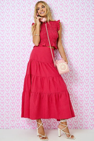 Red Gingham Tiered Maxi Skirt - Matching Top Available!