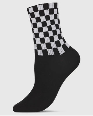 Athletic Check Cotton Blend Crew Socks