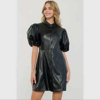 Short Sleeve Button Up Leather Dress Small Short Sleeve Button Up Leather Dress Small