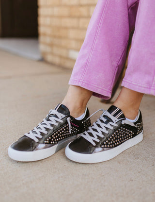 Ruby Black Sneakers w/ Metallic Stud Accents