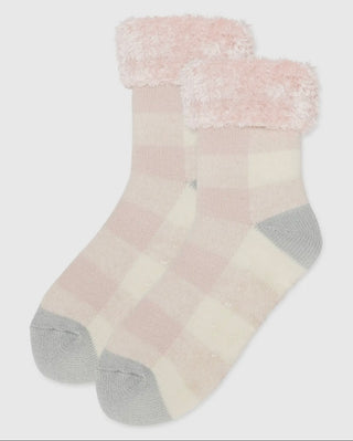 Blush Buffalo Plaid Plush Cabin Socks