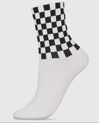 Athletic Check Cotton Blend Crew Socks