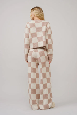 Beige/Ivory Checkerboard Sweater Set