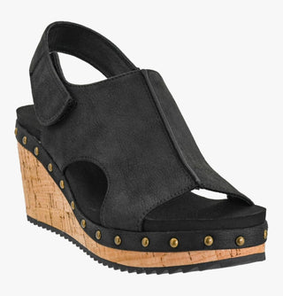 Corkys For Keeps Black Wedge Sandal