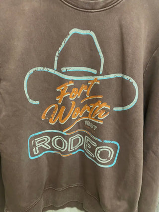 Fort Worth Rodeo Acid Wash Crew Neck Sweatshirt