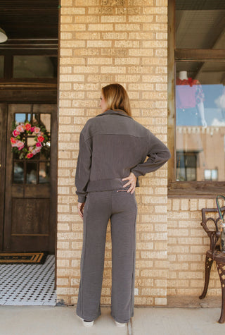 Charcoal/Black Stripe Fleece Pants