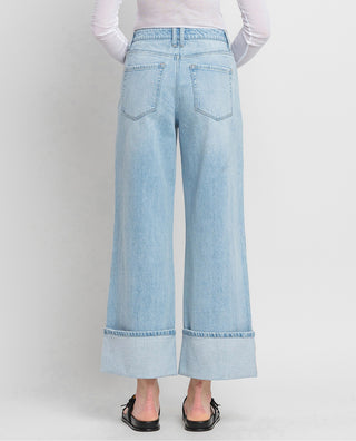 Vervet Super High Rise Cuff Baggy Wide Jeans