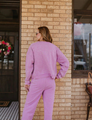 Lilac Washed Knit Pant Set