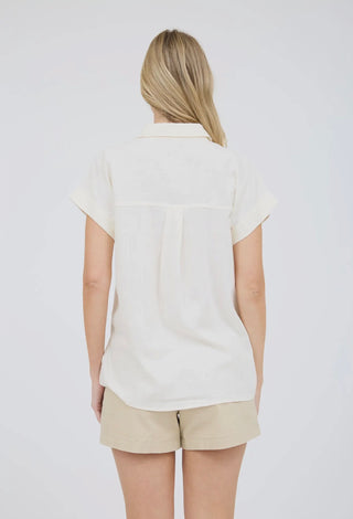 Collared Button Down Roll Sleeve Top