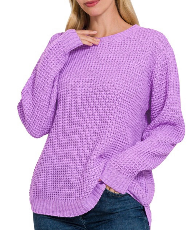 Hi-Lo Waffle Sweater