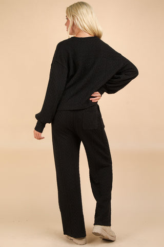 Oversized Black Cable Knit Pant Set