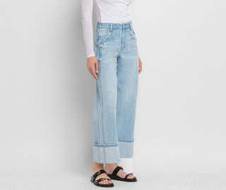 Vervet Super High Rise Cuff Baggy Wide Jeans