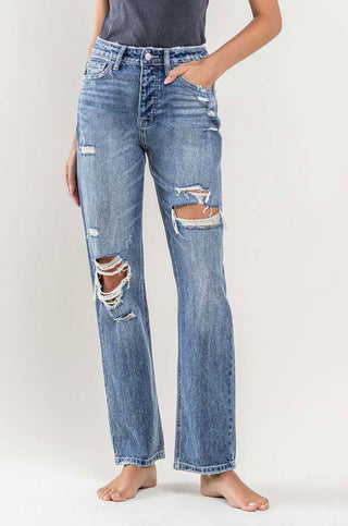 Flying Monkey Super High Rise Distressed Straight Jeans