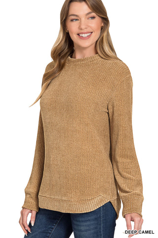Chenille Waffle Round Neck Sweater - Multiple Colors!
