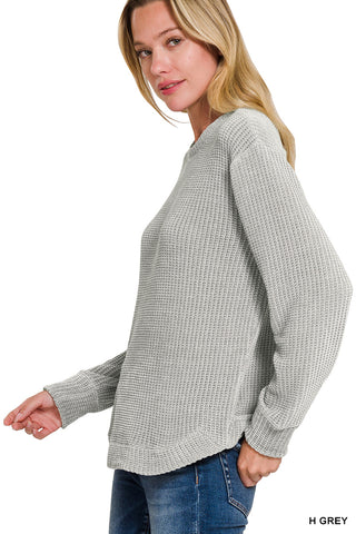 Chenille Waffle Round Neck Sweater - Multiple Colors!