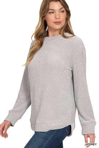 Chenille Waffle Round Neck Sweater - Multiple Colors!