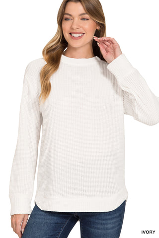 Chenille Waffle Round Neck Sweater - Multiple Colors!