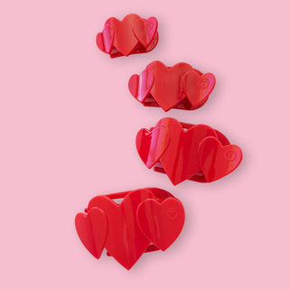 Teleties Red Heart to Heart Large Flat Hair Clip
