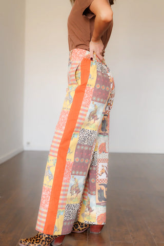 Cowboy Collage Wide Leg Pants