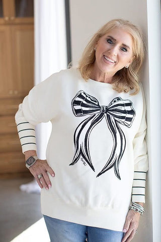 Carli Sweatshirt w/ Black & White Bow