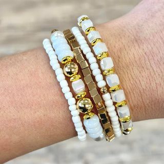 White & Gold Neutral Bracelet Set