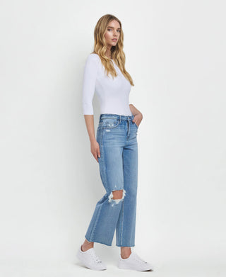 Flying Monkey High Rise Crop Slim Wide Jeans