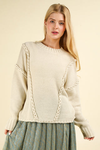 Chunky Braid Oversized Casual Sweater - 2 Colors!