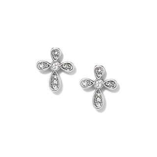 Brighton Enchanting Cross Post Earrings are silver cross earrings with crystals