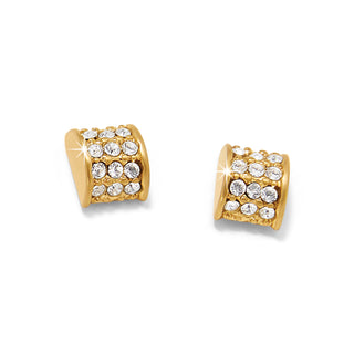 Brighton Meridian Post Earrings - Gold is a pair of gold-colored post earrings with flat disc back, adorned with fine quality crystals.
