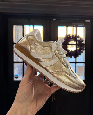 Corkys Kickoff Gold Crinkle Metallic Sneaker