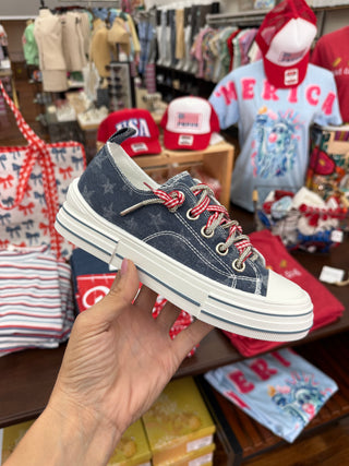 Aman Platform Sneaker USA -Denim & Ribbons by Very G