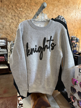 *CUSTOM* knights on Grey Knit Sweater