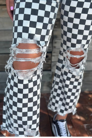 Round the Track Checkered Jeans