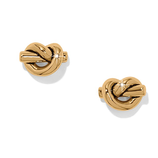 Interlok Single Knot Mini Earrings are gold knot-shaped earrings 
