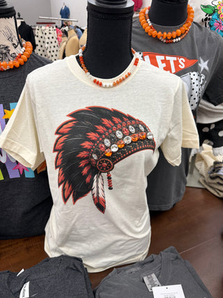 Custom Indian Headdress Tee w/ Hand Placed Stones