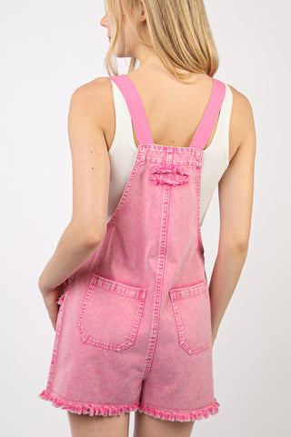 Pink Washed Denim Overall Romper