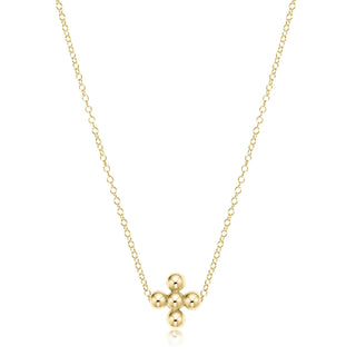 enewton 16" Necklace Gold - Classic Beaded Signature Cross - 3mm