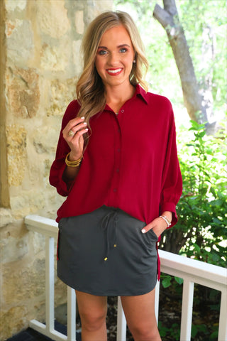 Solid Charcoal Skort