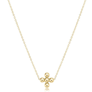 enewton 16" Necklace Gold - Classic Beaded Signature Cross - 4mm